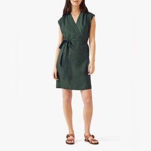 JIGSAW WRAP LINEN DRESS FOREST GREEN SIZE 2